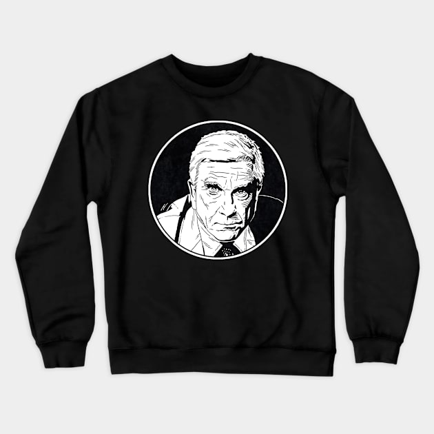 FRANK DREBIN - The Naked Gun (Circle Black and White) Crewneck Sweatshirt by Famous Weirdos